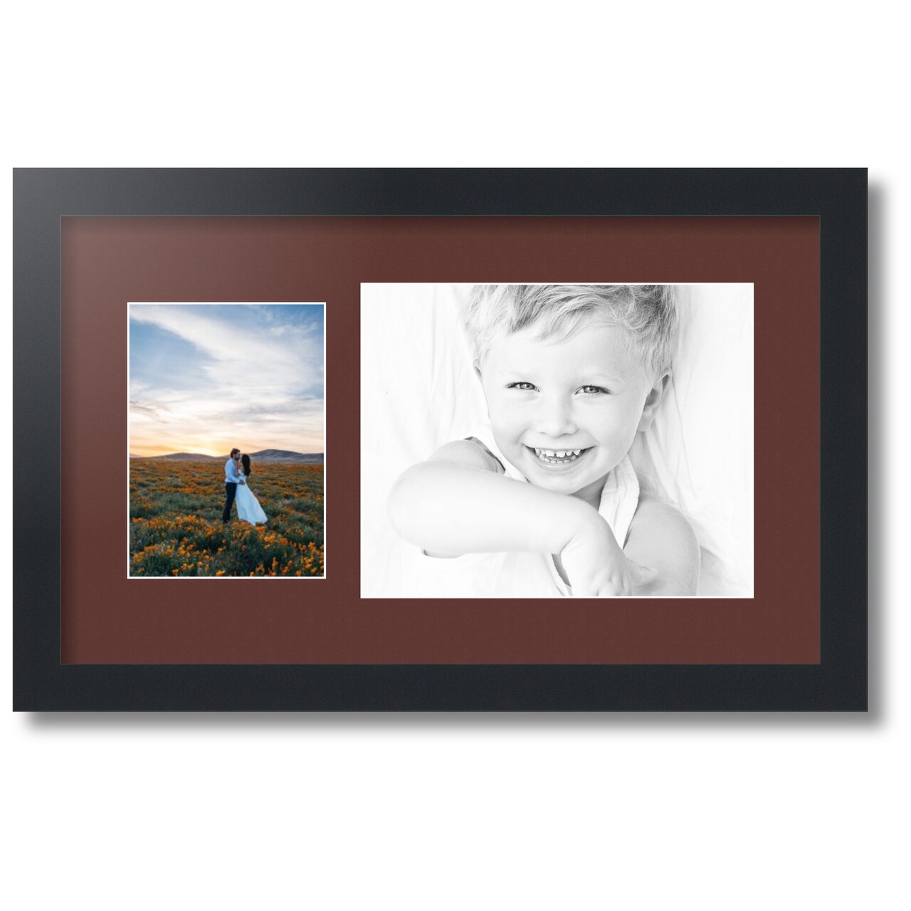ArtToFrames Collage Photo Picture Frame with 1 - 5x7, 8x10 inch Openings, Framed in Black with Over 62 Mat Color Options and Regular Glass (CSM-3926-166)